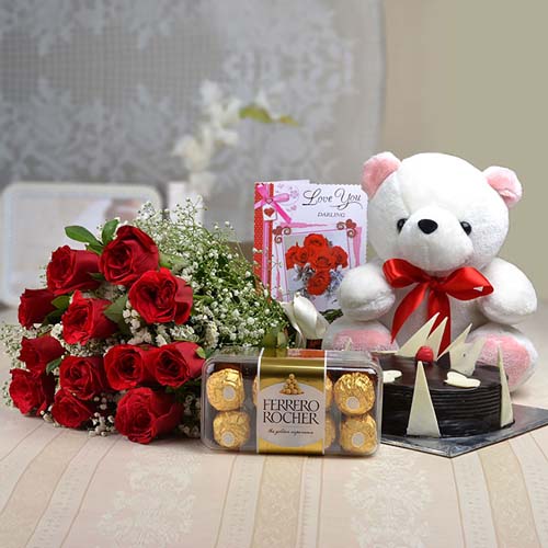 Valentine's Combo With Teddy and Rose
